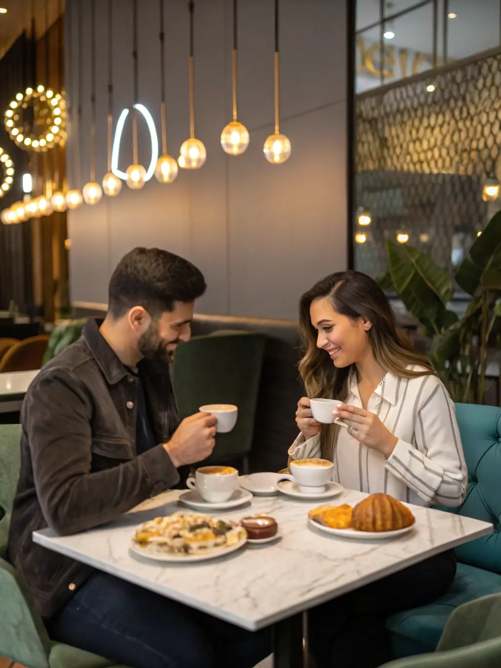 An image representing open communication, such as two people talking face-to-face with genuine expressions.