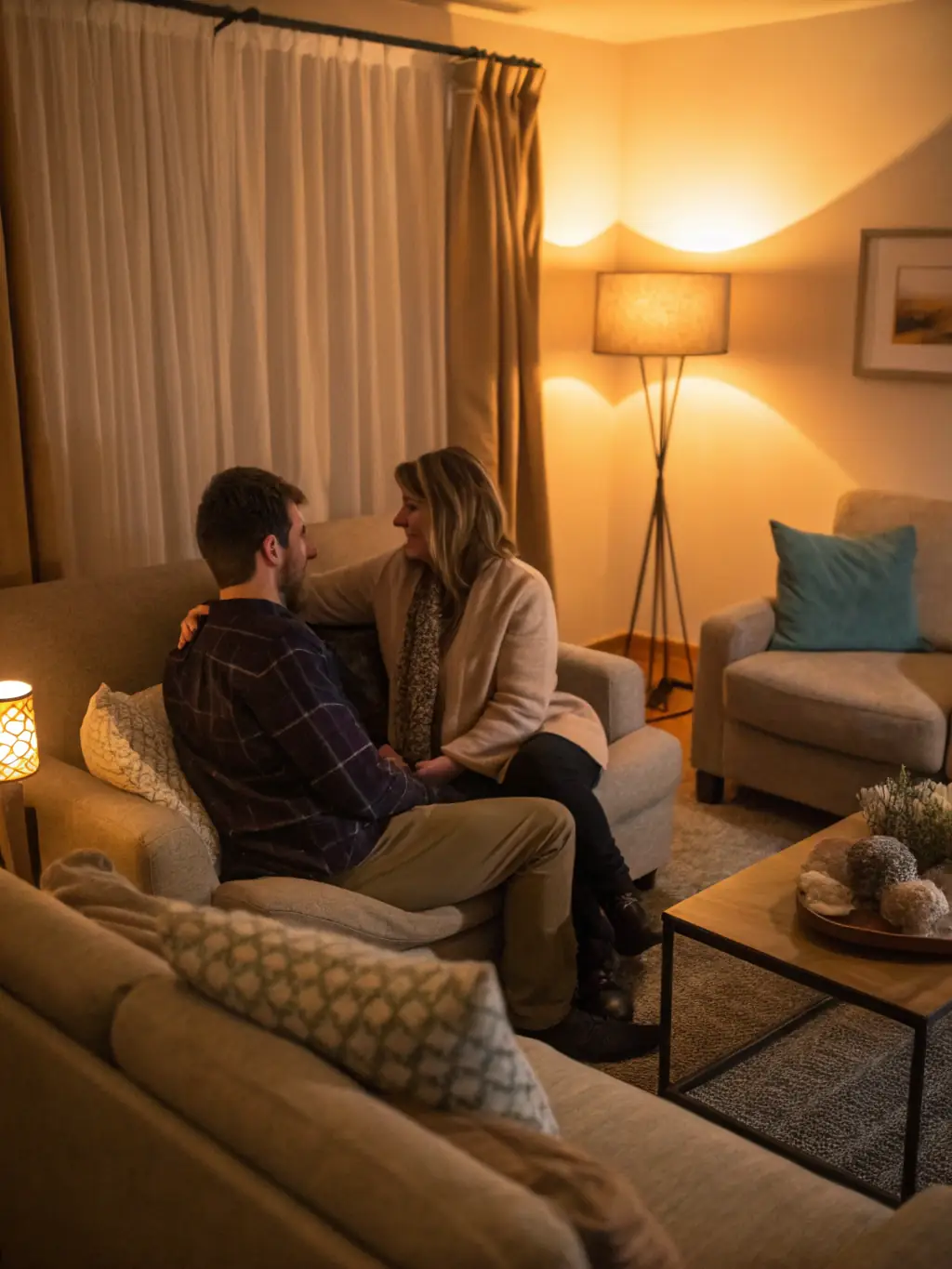 A photo of a couple holding hands during a coaching session, symbolizing connection and support.